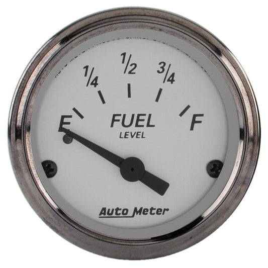 AutoMeter Gauge Fuel Level 2-1/16in. 0 Ohm(e) to 30 Ohm(f) Elec American Platinum