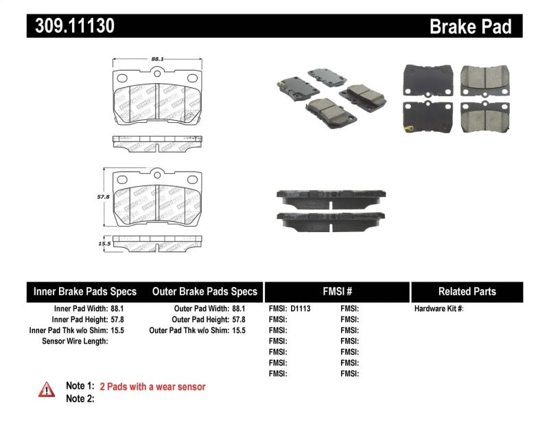 StopTech Performance 06 Lexus GS300/430 / 07-08 GS350 / 06-08 IS250/350 Rear Brake Pads-thumbmail-2