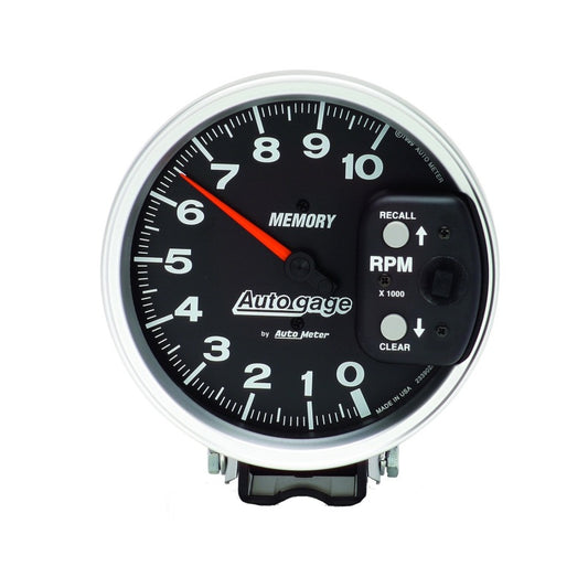 Autometer 5 inch 10,000 RPM w/ Peak Memory Pedestal Tachometer Auto Gage - Black