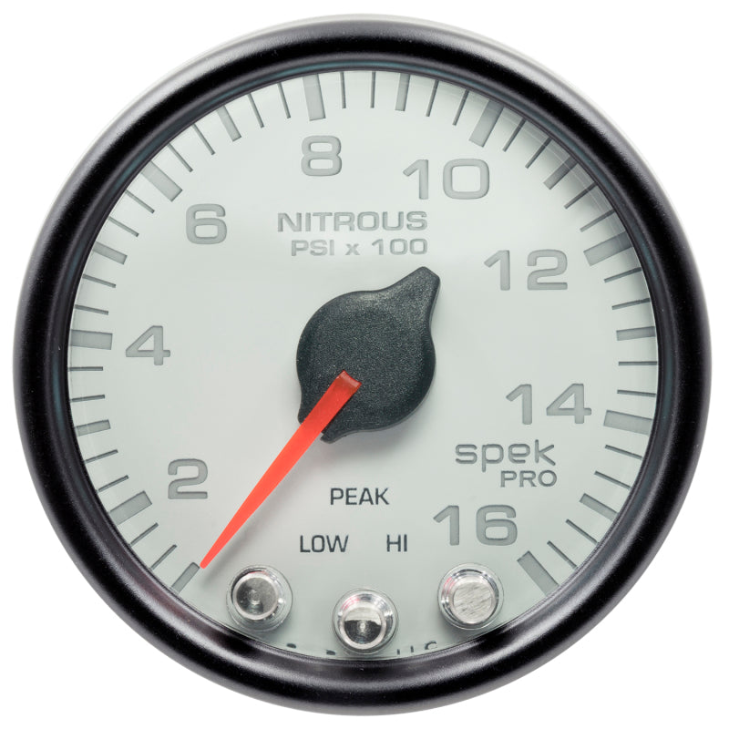 Autometer Spek-Pro Gauge Nitrous Press 2 1/16in 1600psi Stepper Motor W/Peak & Warn Wht/Blk-thumbmail-2