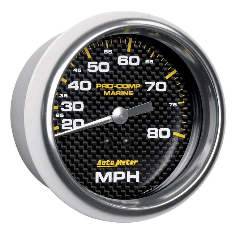 Autometer Gauge Speedometer 3-3/8in 80MPH Mechanical Marine Carbon Fiber-thumbmail-2