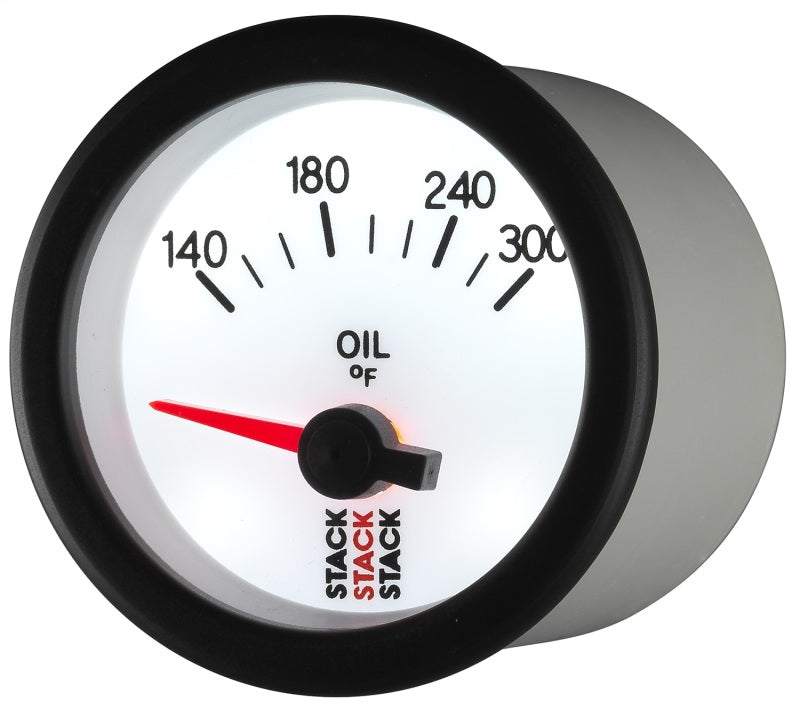 Autometer Stack 52mm 140-300 Deg F 1/8in NPTF Electric Oil Temp Gauge - White-thumbmail-3