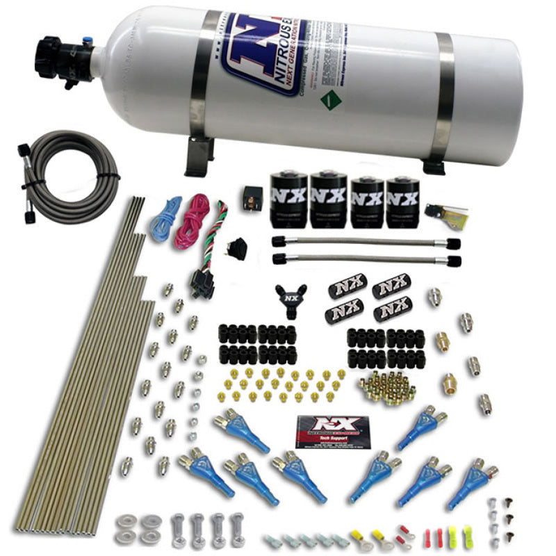 Nitrous Express 8 Cyl Shark Direct Port 4 Solenoids Nitrous Kit (200-600HP) w/15lb Bottle-thumbmail-2