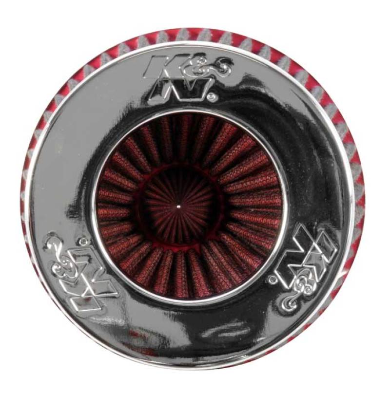 K&N Universal Air Filter Chrome Round Tapered Red - 4in Flange ID x 1.125in Flange Length x 9.5in H-thumbmail-11