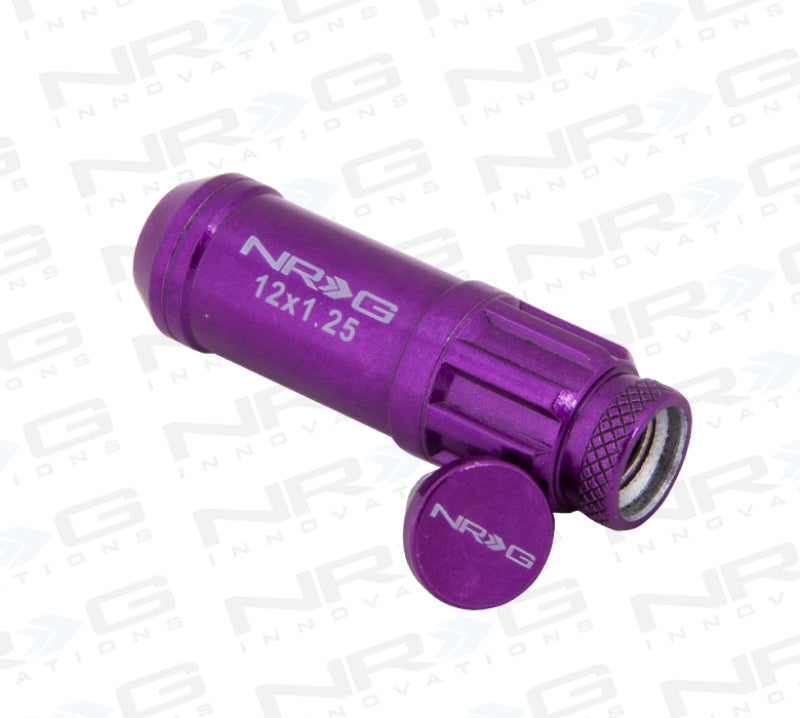 NRG 700 Series M12 X 1.25 Steel Lug Nut w/Dust Cap Cover Set 21 Pc w/Locks & Lock Socket - Purple-thumbmail-4