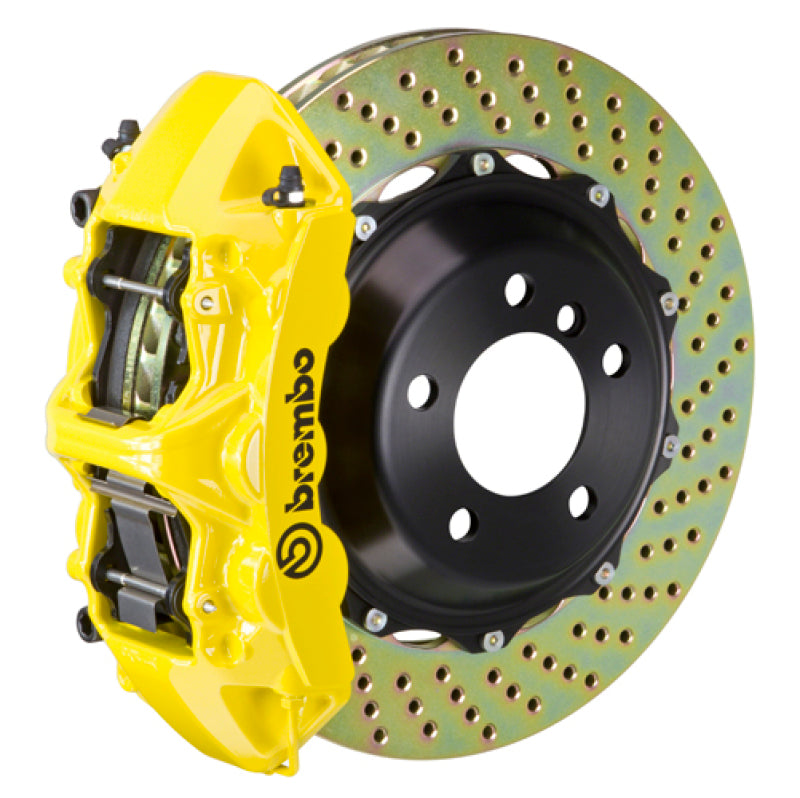 Brembo 08-17 A5/09-16 A4/09-17 Q5 2.0T/3.2FSI Fr GT BBK 6Pist Cast 355x32 2pc Rotor Drilled- Yellow-thumbmail-1