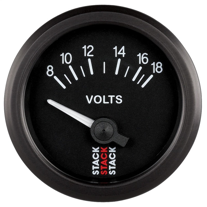 Autometer Stack Instruments 52mm 8-18V Electric Battery Voltage Gauge - Black-thumbmail-1