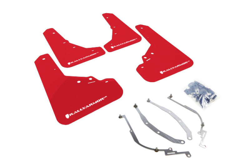 Rally Armor 2012-18 Fiat 500 (Pop/Sport/Lounge/Abarth) Red Mud Flap w/ White Logo-thumbmail-1