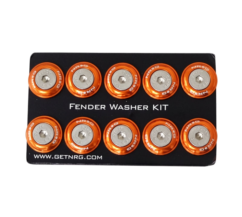 NRG Fender Washer Kit w/Rivets For Plastic (Orange) - Set of 10-thumbmail-2