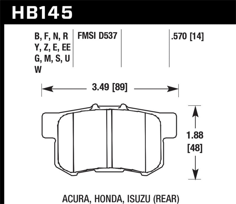 Hawk Acura / Honda HT-10 Race Rear Brake Pads-thumbmail-2
