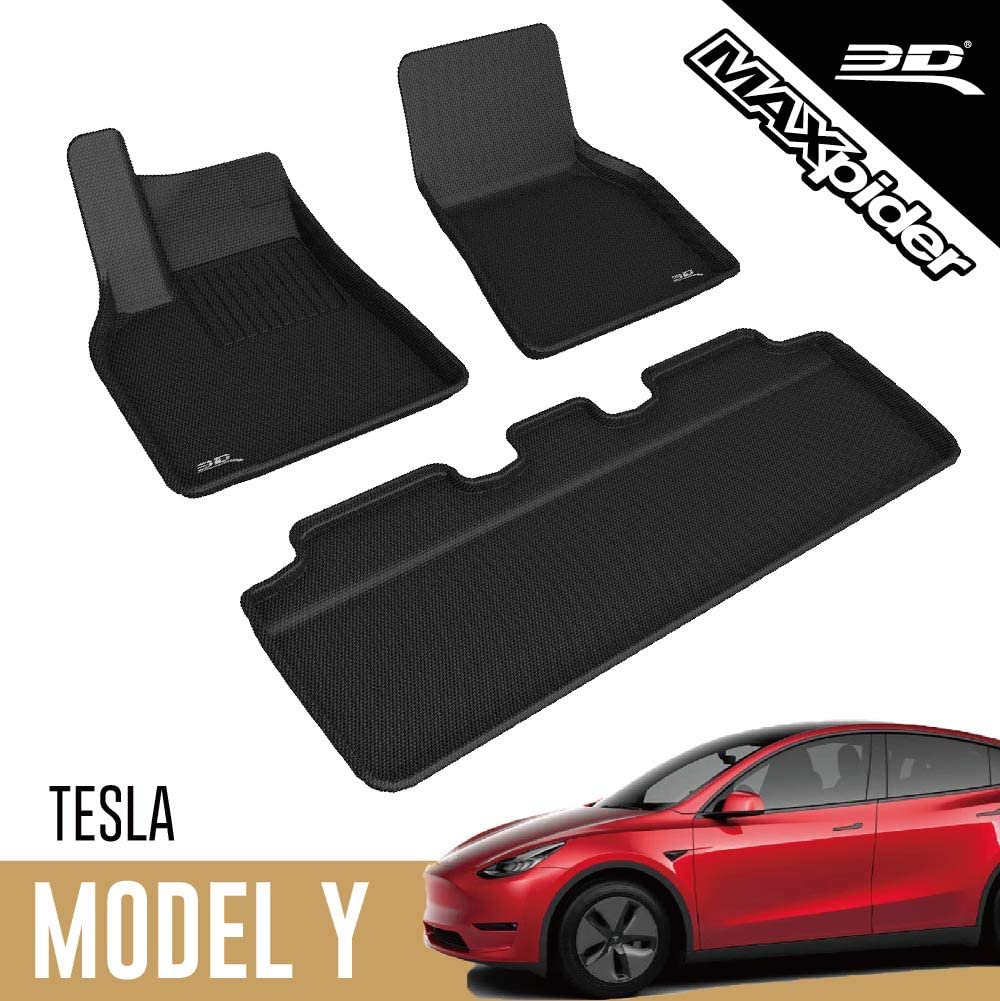 3D MAXpider 20-21 Tesla Model S Kagu 1st/2nd Row Floormat - Black