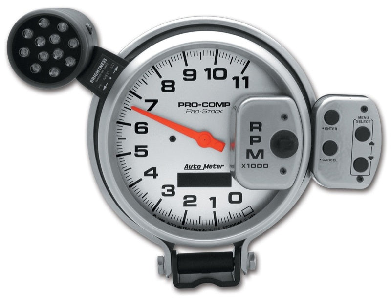 AutoMeter Gauge Tach 5in. 11K RPM Pro-Stock Pedestal W/ Super Lite & Peak Mem Ul-thumbmail-1