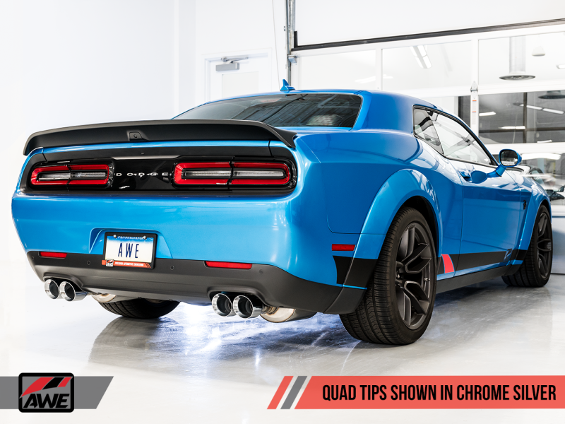 AWE Tuning 2015+ Dodge Challenger 6.4L/6.2L Non-Resonated Touring Edition Exhaust - Quad Silver Tips-thumbmail-4
