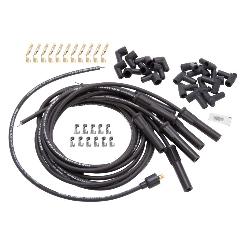 Edelbrock Spark Plug Wire Set Universal Flex Boots 500 Ohm Resistance 8 65mm Black Wire (Set of 9)-thumbmail-2
