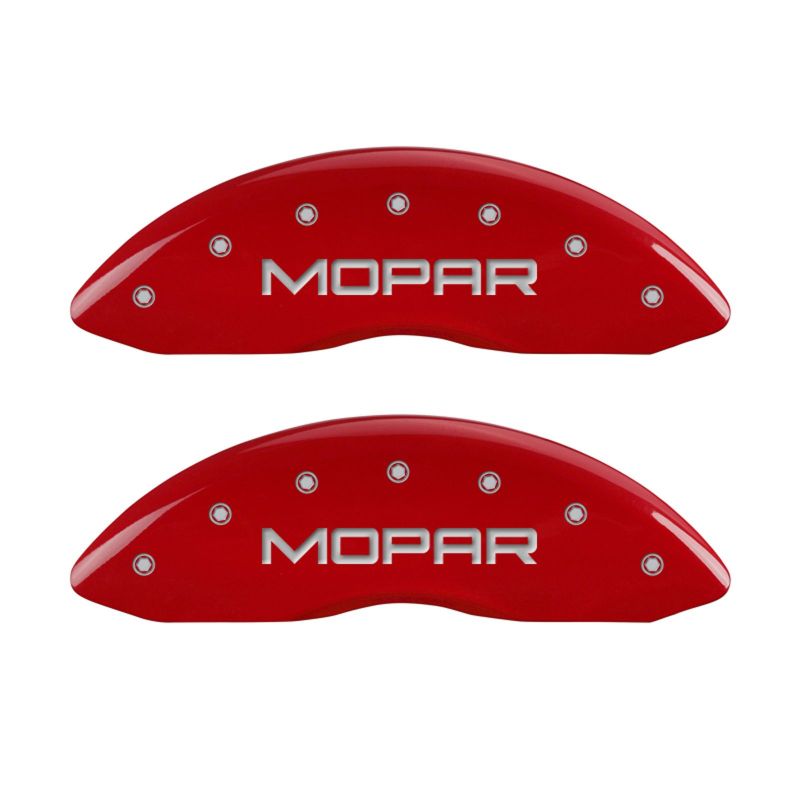 MGP 4 Caliper Covers Engraved Front & Rear MOPAR Red finish silver ch-thumbmail-2