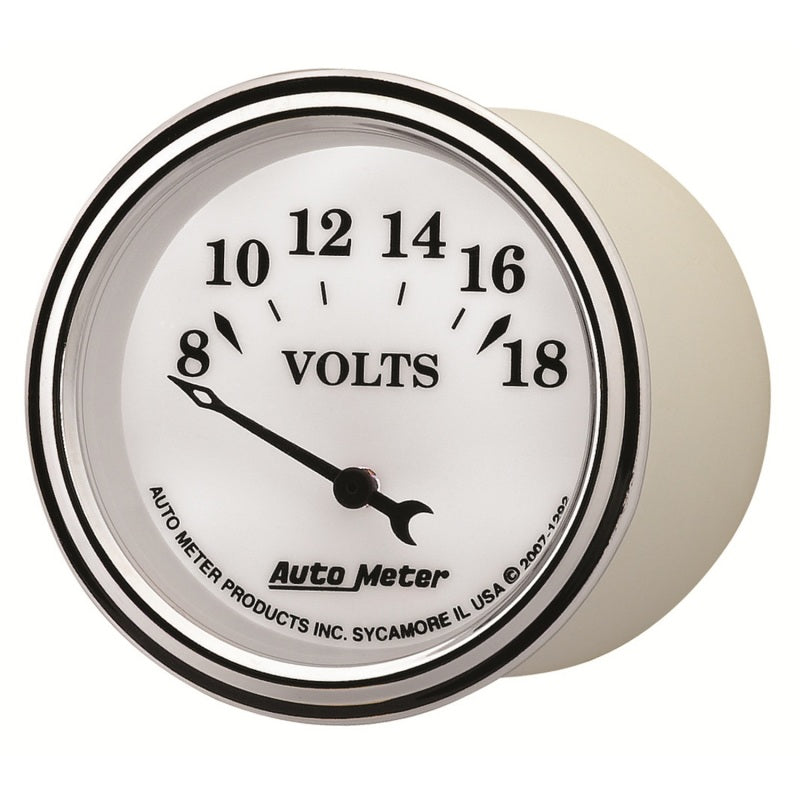 AutoMeter Gauge Voltmeter 2-1/16in. 18V Elec Old Tyme White II-thumbmail-3
