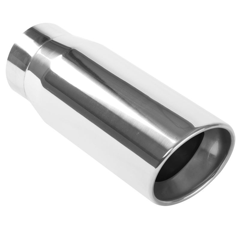 MagnaFlow Tip Stainless Double Wall Round Single Outlet Polished 5in DIA 4in Inlet 13in Length-thumbmail-1
