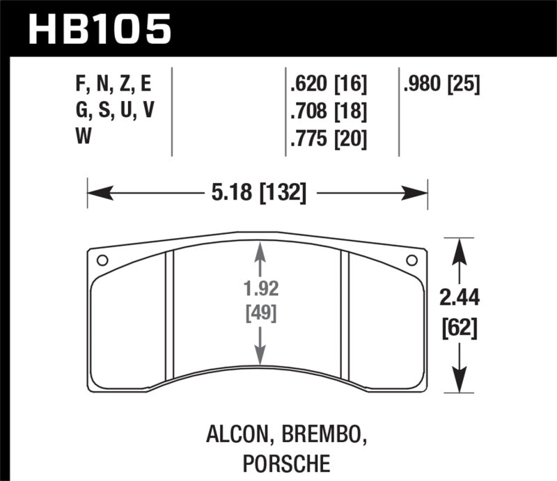 Hawk Alcon B/MB4/ Brembo XA2.E5.01/04 / XA5.90.01/04 / XA6.H7.11/14 DTC-70 Race Brake Pads-thumbmail-2