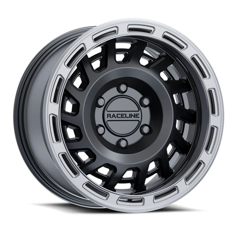 Raceline 957BS Halo 18x9in / 6x135 BP / 18mm Offset / 87.1mm Bore - Black & Silver Lip Wheel-thumbmail-1
