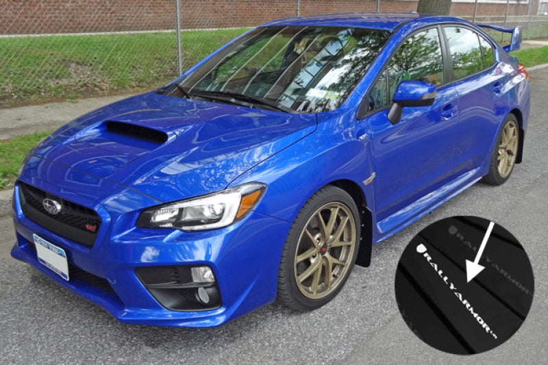 Rally Armor 15-21 Subaru WRX/STI (Sedan ONLY) Black UR Mud Flap w/ White Logo-thumbmail-6