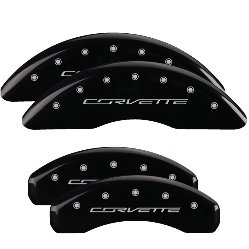 MGP 4 Caliper Covers Engraved Front & Rear C7/Corvette Black finish silver ch-thumbmail-2