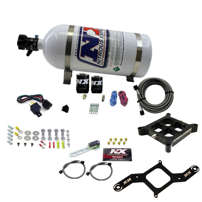 Nitrous Express 4150 Single Entry Crossbar Plate RNC Nitrous Kit (250-750HP) w/10lb Bottle-thumbmail-1