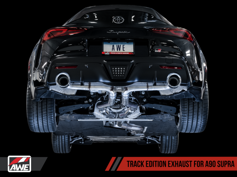 AWE Tuning 2020 Toyota Supra A90 Track Edition Exhaust - 5in Chrome Silver Tips-thumbmail-6