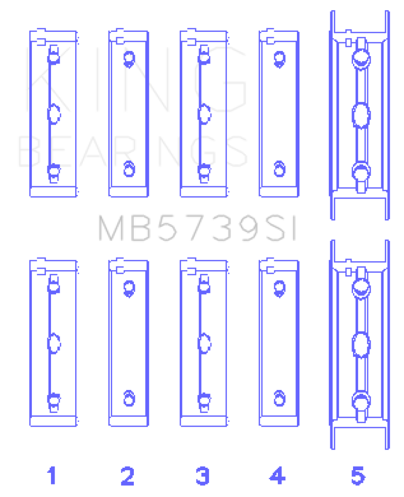 King Subaru EJ20/EJ22/EJ25 .002 Oversized Bi-Metal Silicon Aluminum Main Bearing Set-thumbmail-2