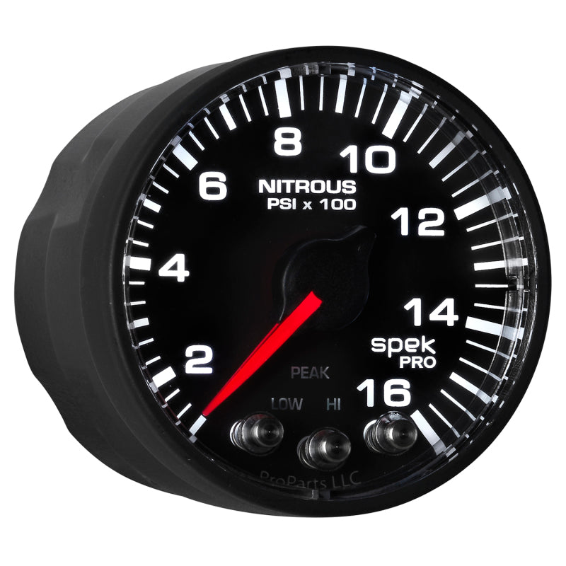 Autometer Spek-Pro Gauge Nitrous Press 2 1/16in 1600psi Stepper Motor W/Peak & Warn Blk/Blk-thumbmail-4