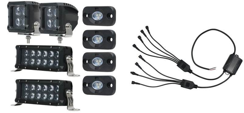 Hella Value Fit Kit 8in Light Bars - 8x Converter - Cube Lights x 2 - Rocker Lights x 4-thumbmail-2