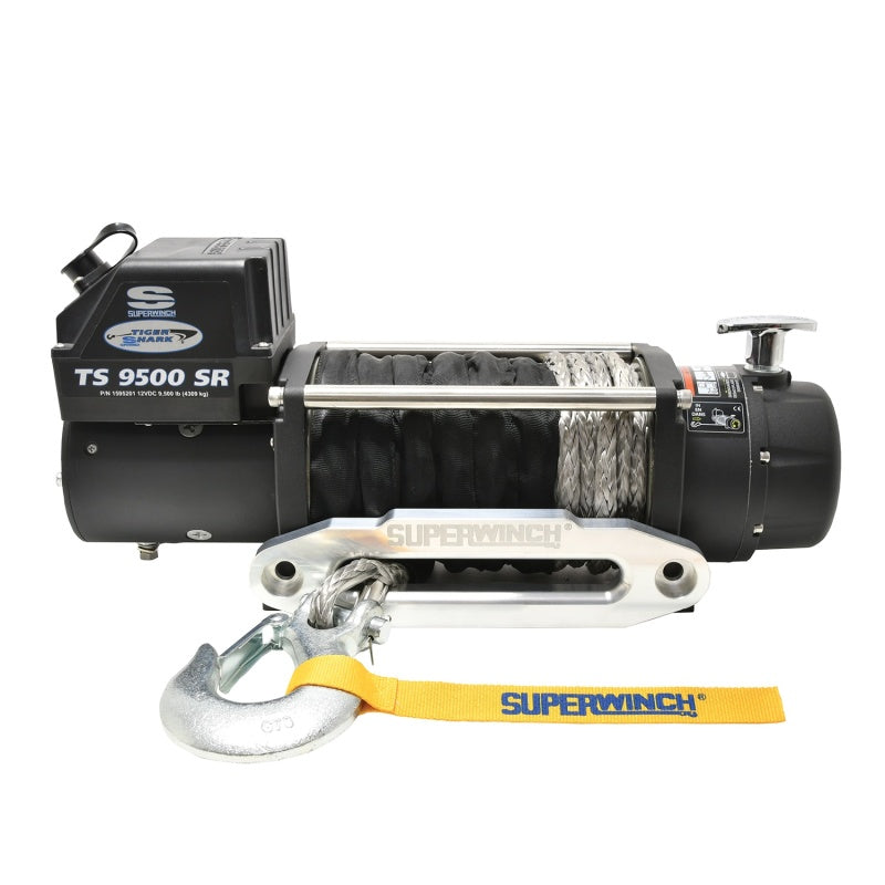 Superwinch 9500 LBS 12V DC 3/8in x 80ft Synthetic Rope Tiger Shark 9500 Winch-thumbmail-1