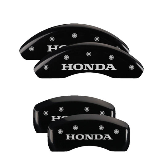 MGP 4 Caliper Covers Engraved Front & Rear Honda Black Finish Silver Char 2018 Honda Accord
