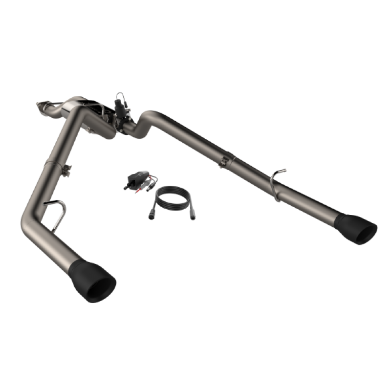 QTP 19-20 Ram 1500 304SS Screamer Cat-Back Exhaust Rear Split Exit w/4.5in Black Tips-thumbmail-1
