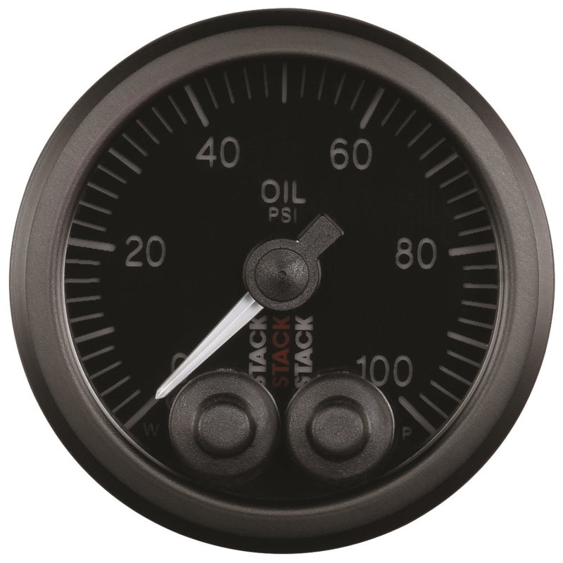 Autometer Stack Instruments Pro Control 52mm 0-100 PSI Oil Pressure Gauge - Black (1/8in NPTF Male)-thumbmail-2