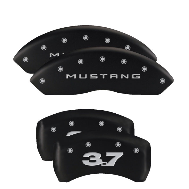 MGP 4 Caliper Covers Engraved Front 2015/Mustang Engraved Rear 2015/50 Black finish silver ch-thumbmail-2