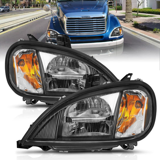 ANZO 1996-2013 Freightliner Columbia LED Crystal Headlights Chrome Housing w/ Clear Lens (Pair)