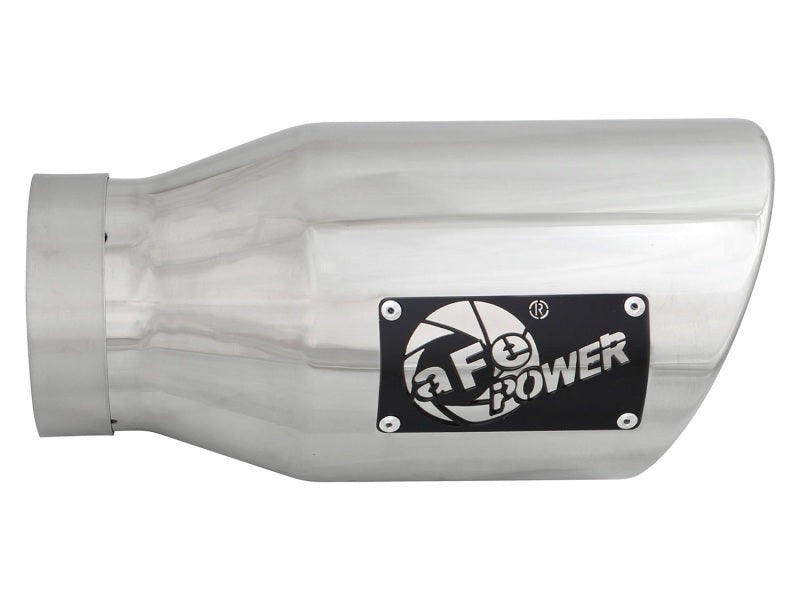 aFe MACH Force-XP 304 SS Right Side Single Wall Polished Exhaust Tip 4in Inlet x 6in Outlet x 12in L-thumbmail-2