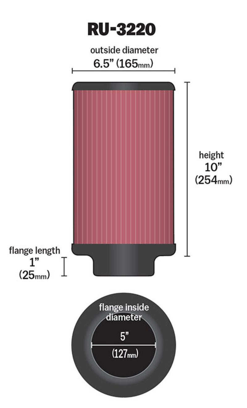 K&N Filter Universal Rubber Filter 5in Flange ID / 6.5in OD / 10in Height-thumbmail-4