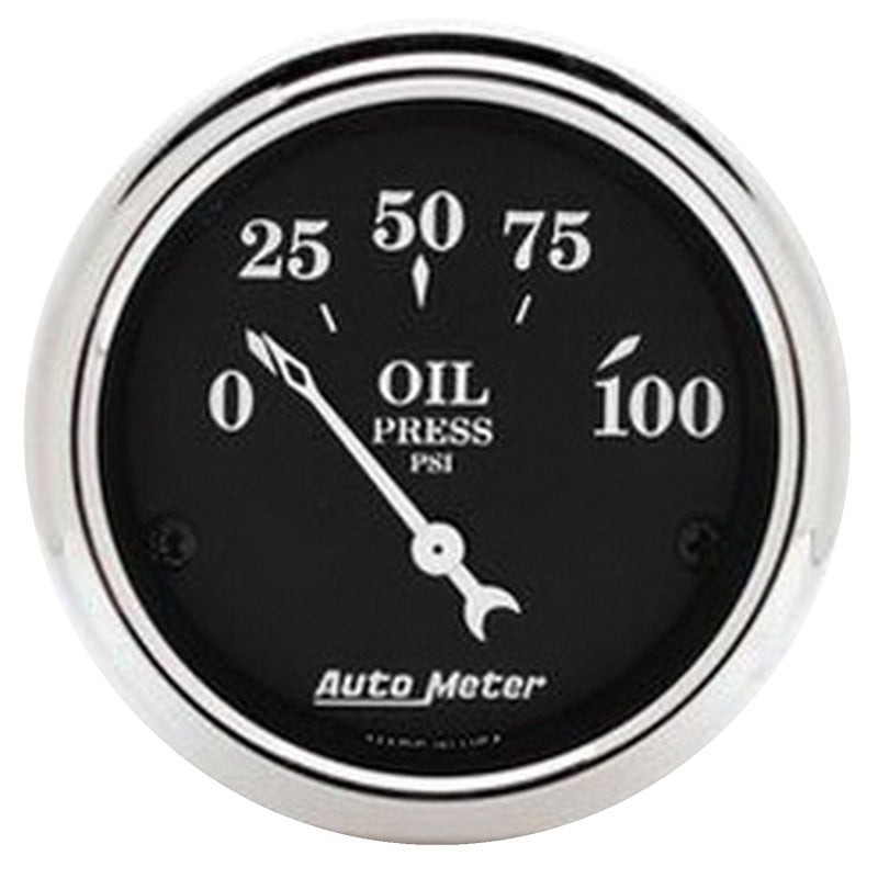 Autometer 2 1/16in 100PSI Old Tyme Black Electric Oil Pressure Gauge-thumbmail-1