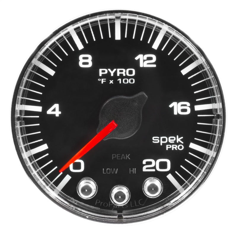 Autometer Spek-Pro Gauge Pyro. (Egt) 2 1/16in 2000f Stepper Motor W/Peak & Warn Blk/Chrm-thumbmail-2