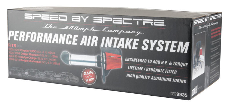 Spectre 05-10 Chrysler 300C V8-5.7/6.1L F/I Air Intake Kit - Polished w/Red Filter-thumbmail-8