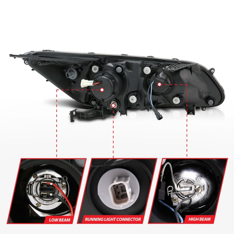ANZO 2013-2015 Honda Accord Projector Headlights w/ U-Bar Black-thumbmail-9