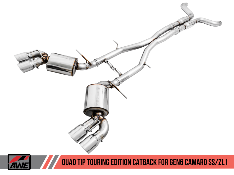 AWE Tuning 16-19 Chevy Camaro SS Non-Res Cat-Back Exhaust -Touring Edition (Quad Chrome Silver Tips)-thumbmail-1