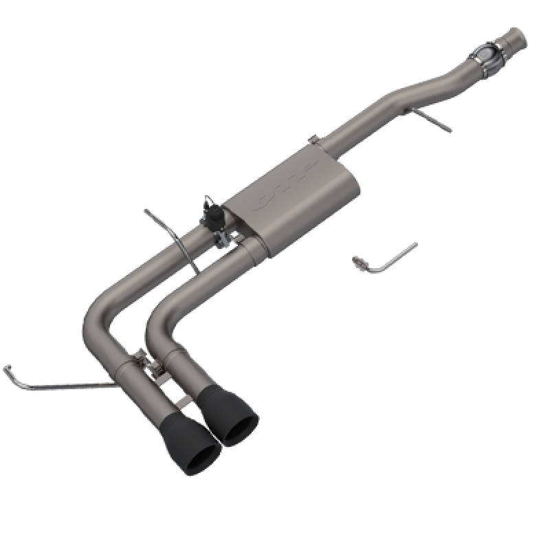QTP 14-18 Chevy Silverado 1500 4.8L/5.3L EC/CC SB 304SS Screamer Cat-Back Side Exit w/4.5in Blk Tips-thumbmail-2