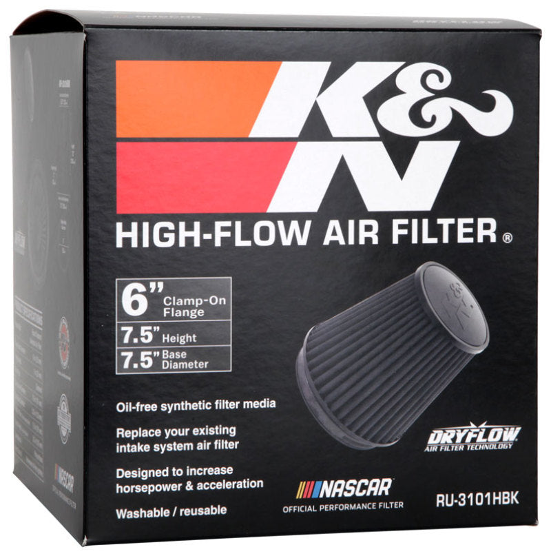 K&N Universal Rubber Filter Round Tapered 6in Flange ID x 7.5in Base OD x 5.25in Top OD x 8in Height-thumbmail-9