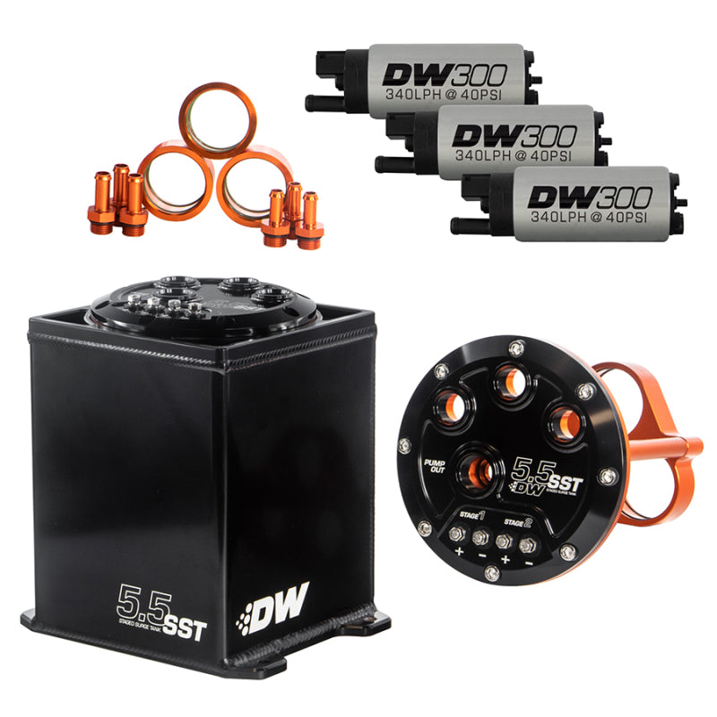 DeatschWerks 5.5L Modular Surge Tank Includes 3 DW300 Fuel Pumps-thumbmail-1