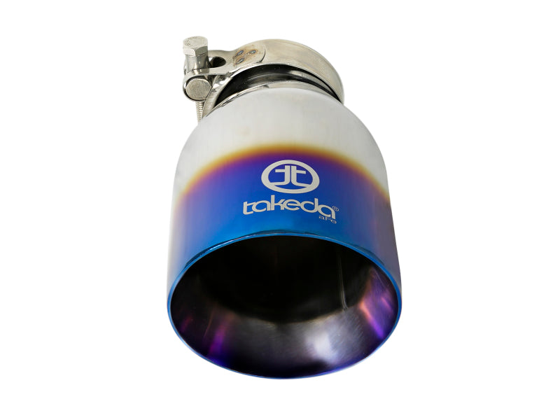 aFe Takeda 304 Stainless Steel Clamp-On Exhaust Tip 2.5in Inlet / 4in Outlet - Blue Flame-thumbmail-2