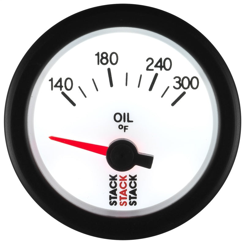 Autometer Stack 52mm 140-300 Deg F 1/8in NPTF Electric Oil Temp Gauge - White-thumbmail-4