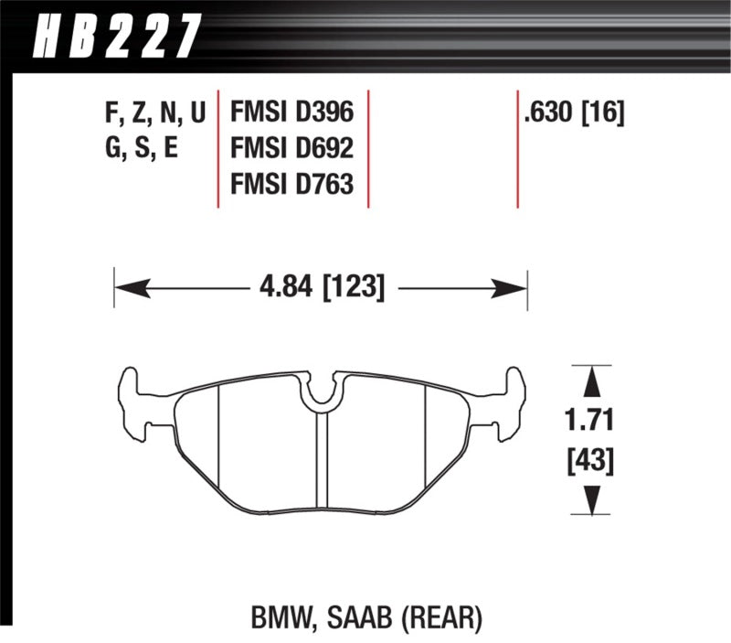 Hawk 1992-1998 BMW 318i HPS 5.0 Rear Brake Pads-thumbmail-1