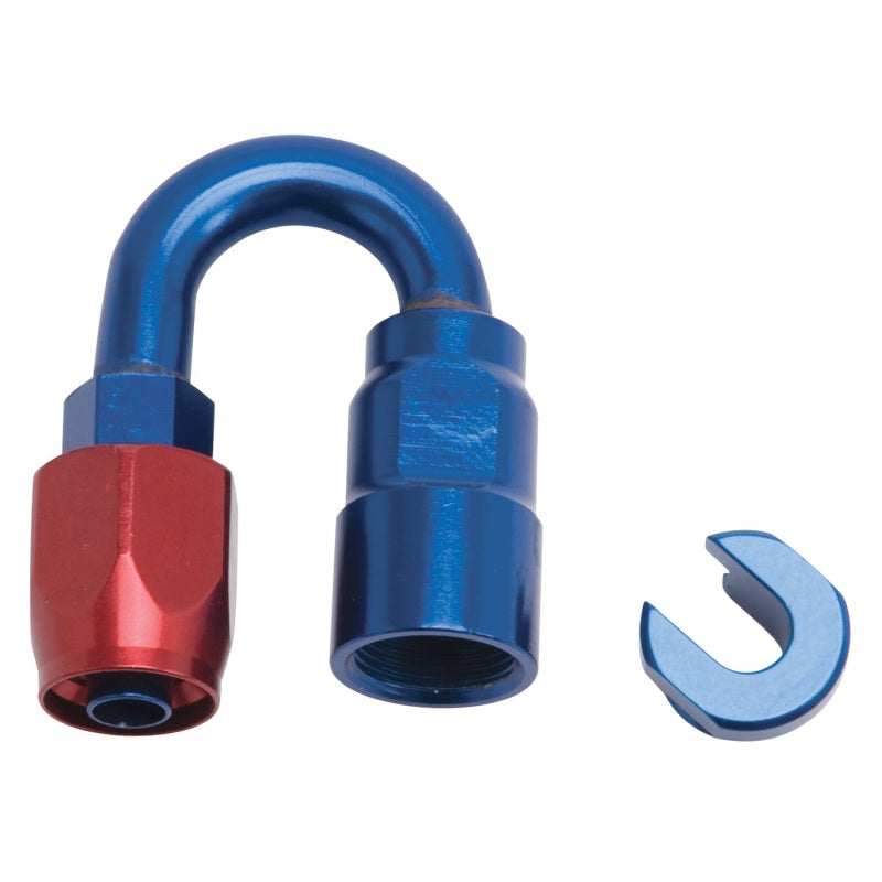 Russell Performance 3/8in SAE Quick Disc Female to -6 Hose Red/Blue 180 Degree Hose End-thumbmail-4